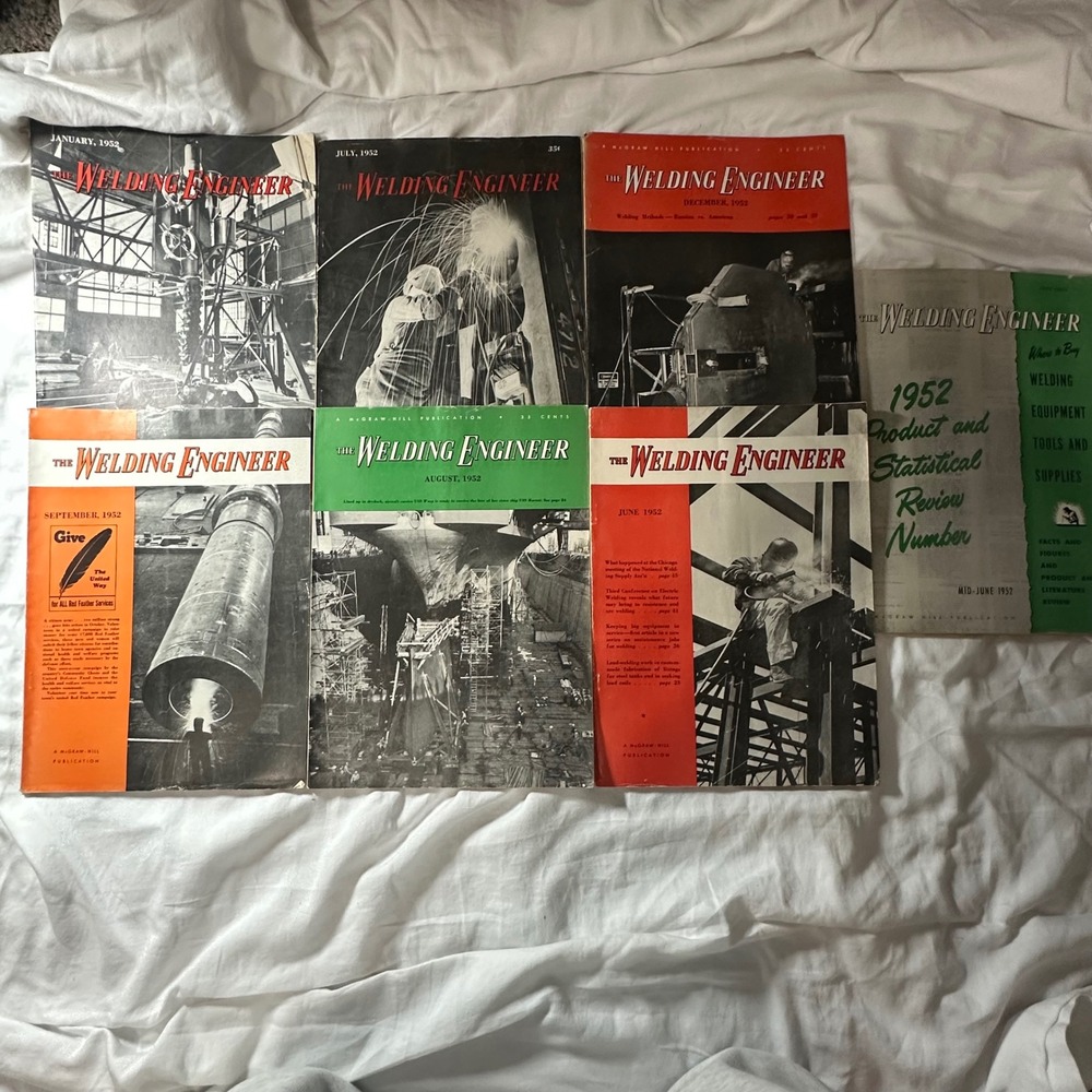 McGraw-Hill The Welding Engineer Magazine Lot 7 Issues 1952 Mixed Good Vintage